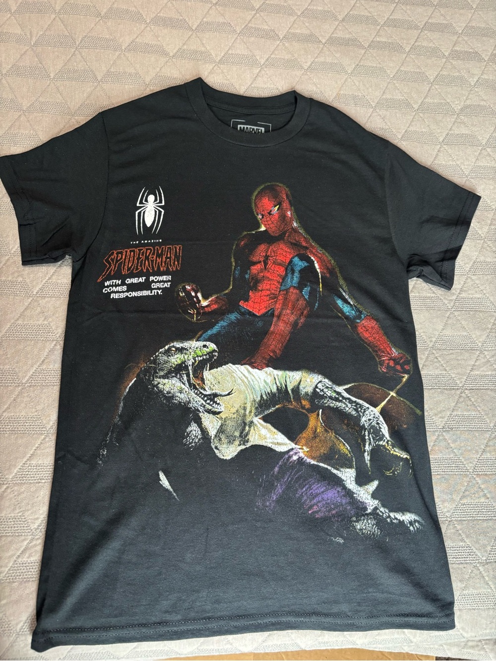 Marvel Black Spider-Man Graphic Tee with Red and Blue Print